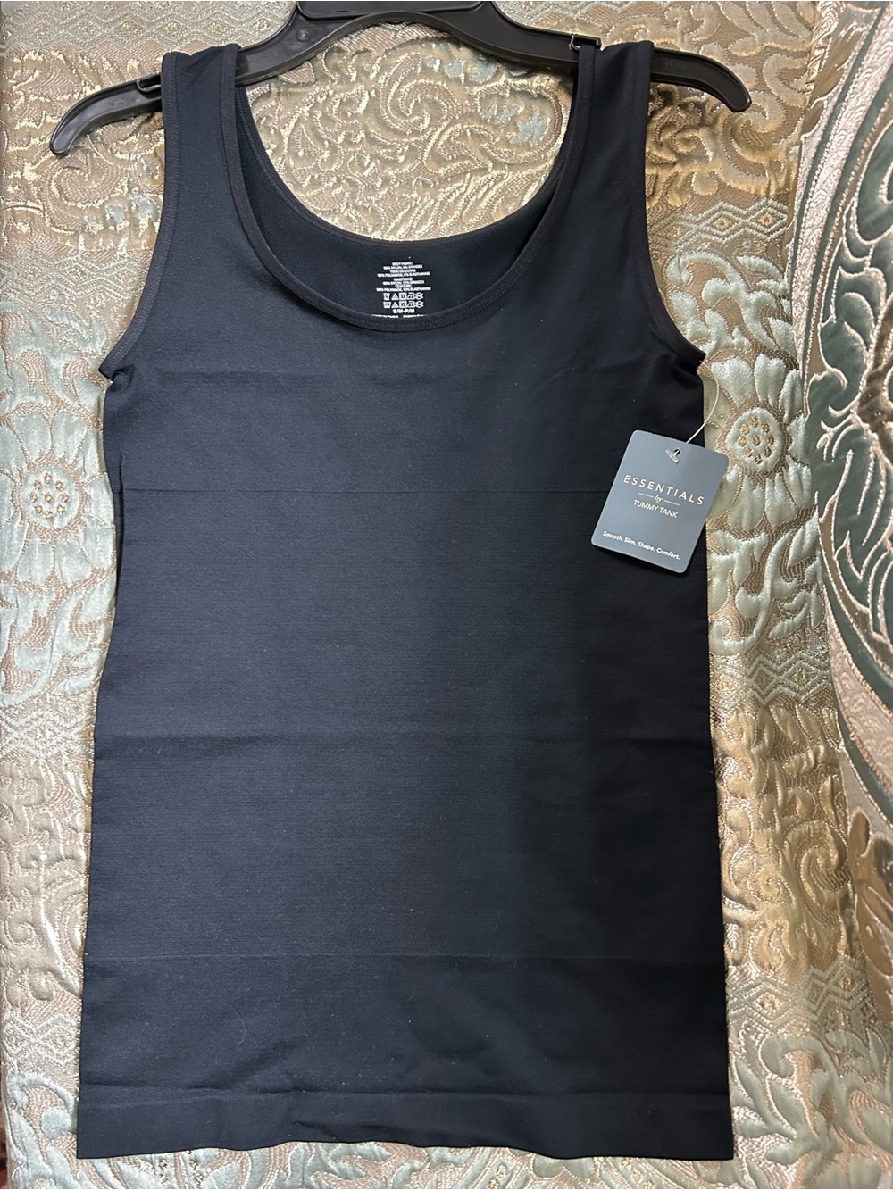 ESSENTIALS Women's Black tummy Tank Top - Classic Scoop Neck